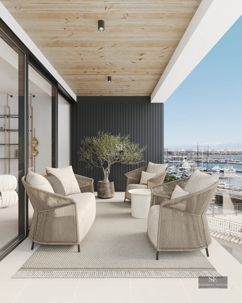 View of a modern villa with pool, surrounded by gardens and expansive terraces. Minimalist architecture, abundant natural lighting.