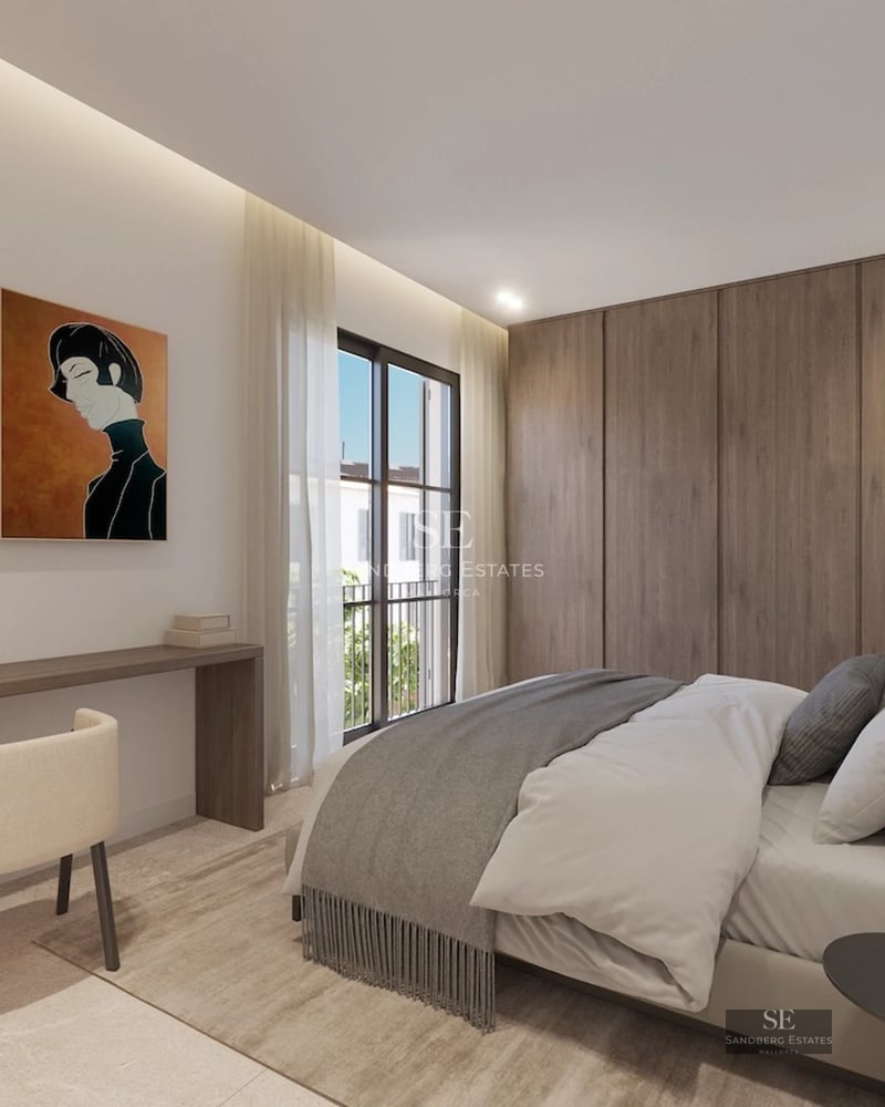 Spacious terrace with infinity pool, sea views, and modern furniture. Minimalist architecture with a white dominance.