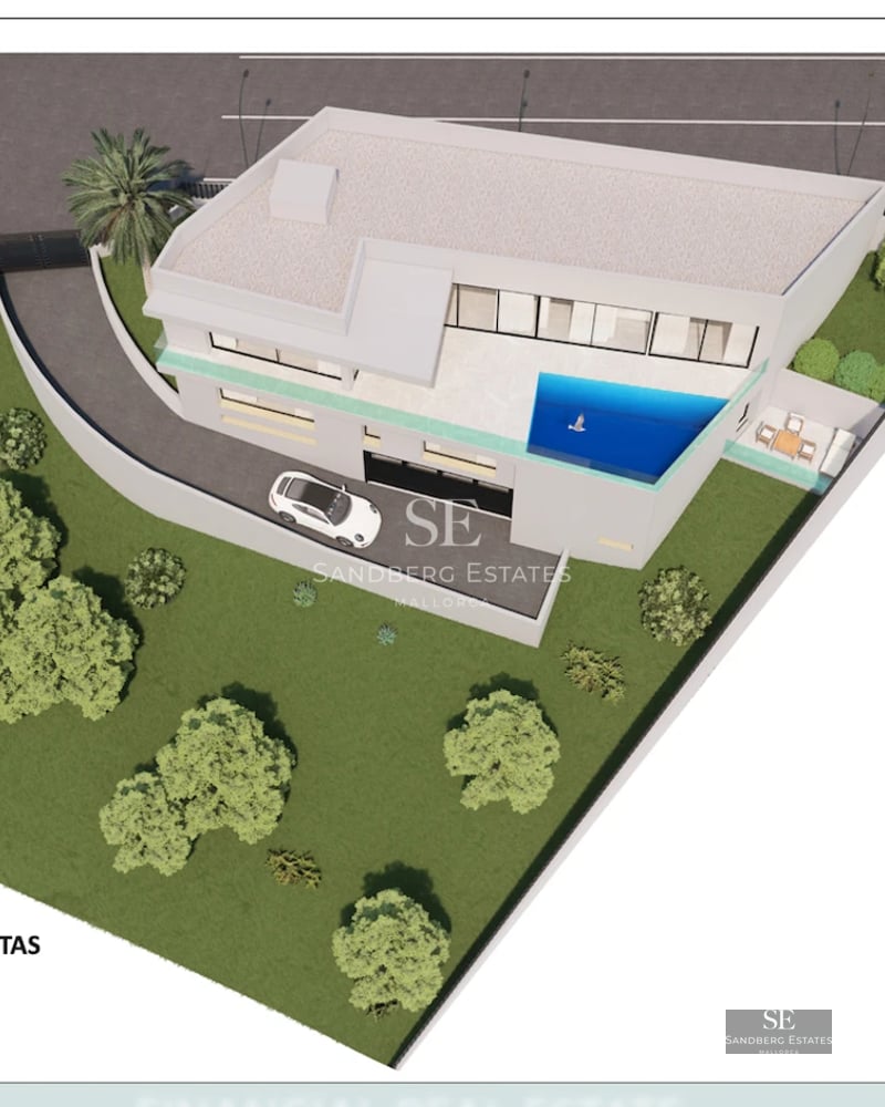 Spacious, bright living room with large windows, sea view, light wood floors and modern furniture in neutral tones.