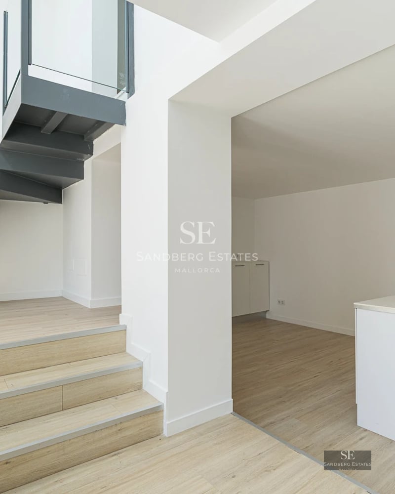 View of a modern villa with infinity pool, lush garden, and minimalist architecture. Bright interior with large windows.