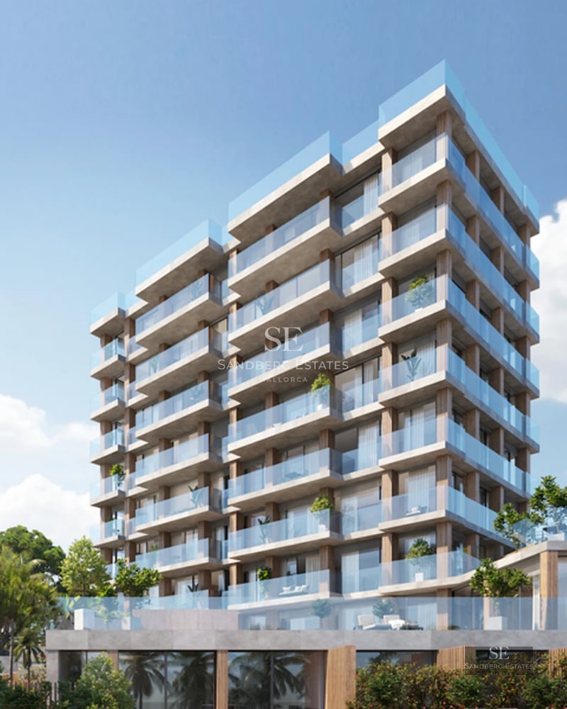 Exterior view of a modern villa featuring a pool, manicured lawn, and sleek architectural design. Soft lighting and a neutral color palette.