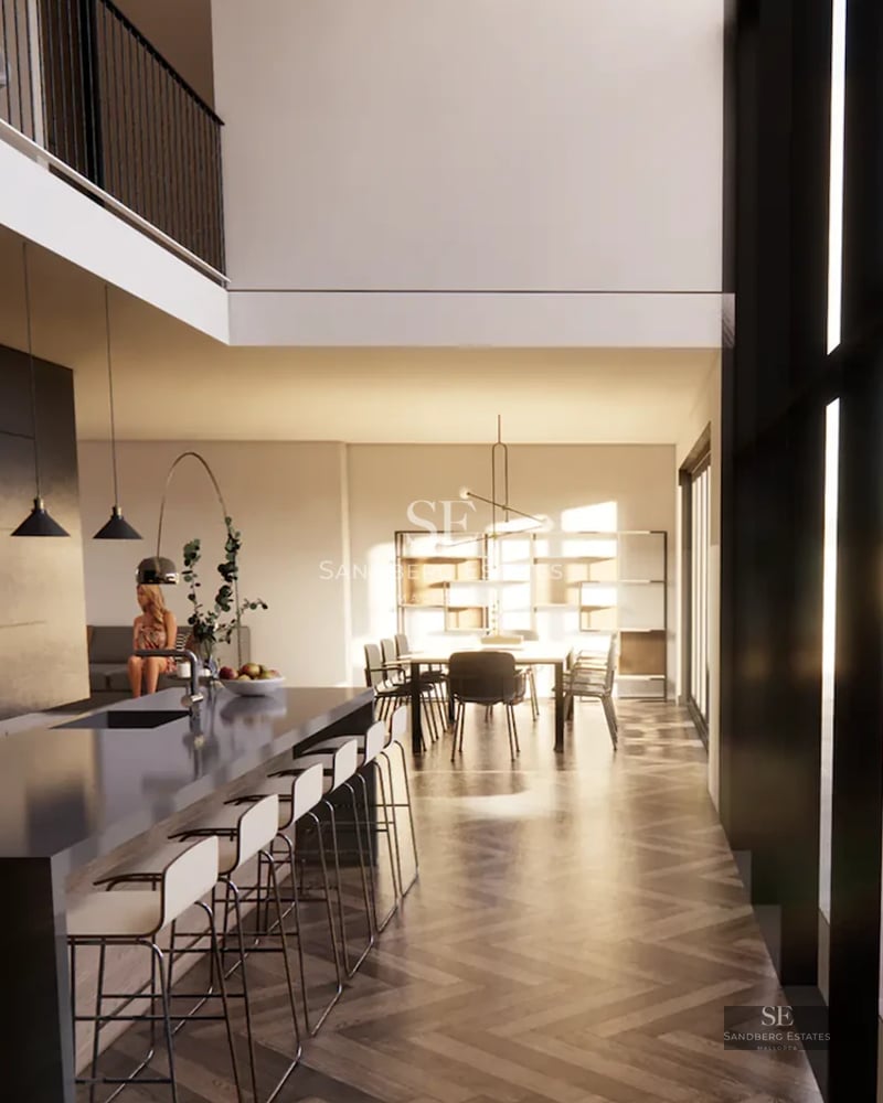 Spacious balcony with panoramic sea views. Modern design with glass railing and elegant furniture for enjoying the outdoors.