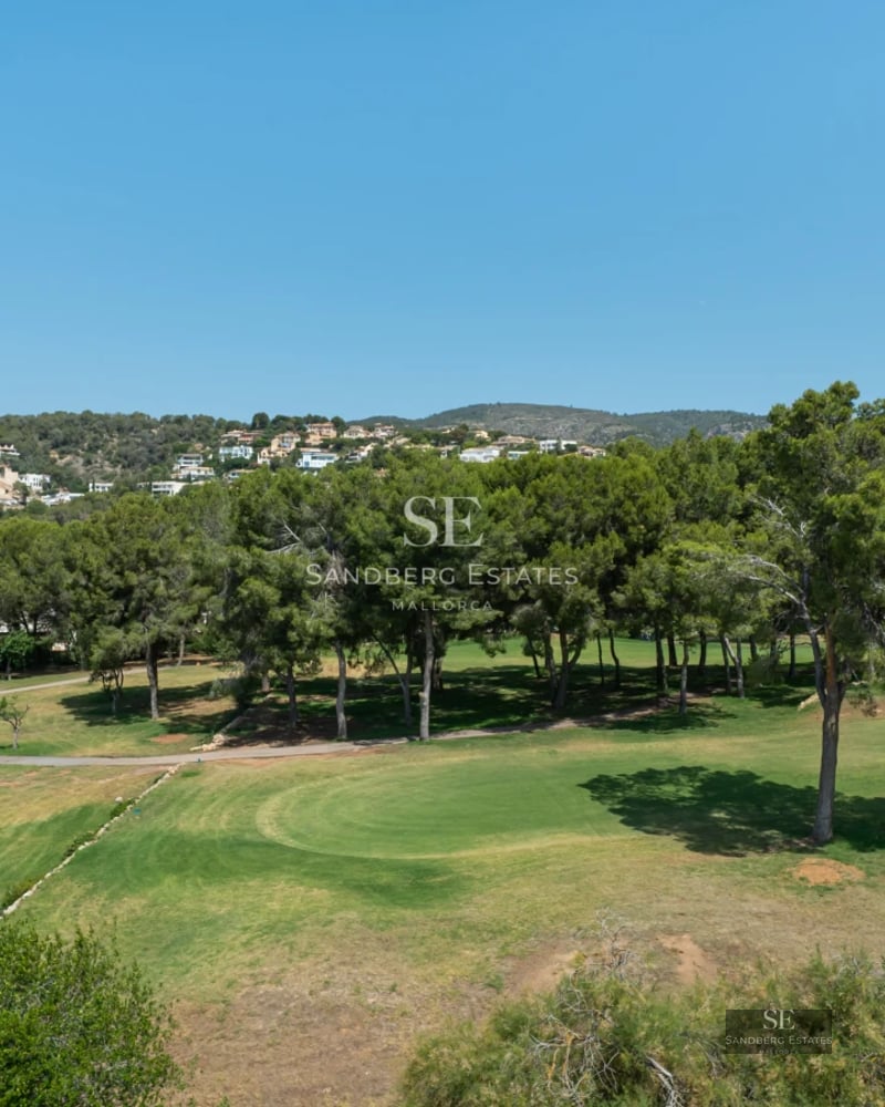 Exterior view of modern villa with infinity pool, lush garden, and expansive terraces. Minimalist, elegant, and bright architecture.