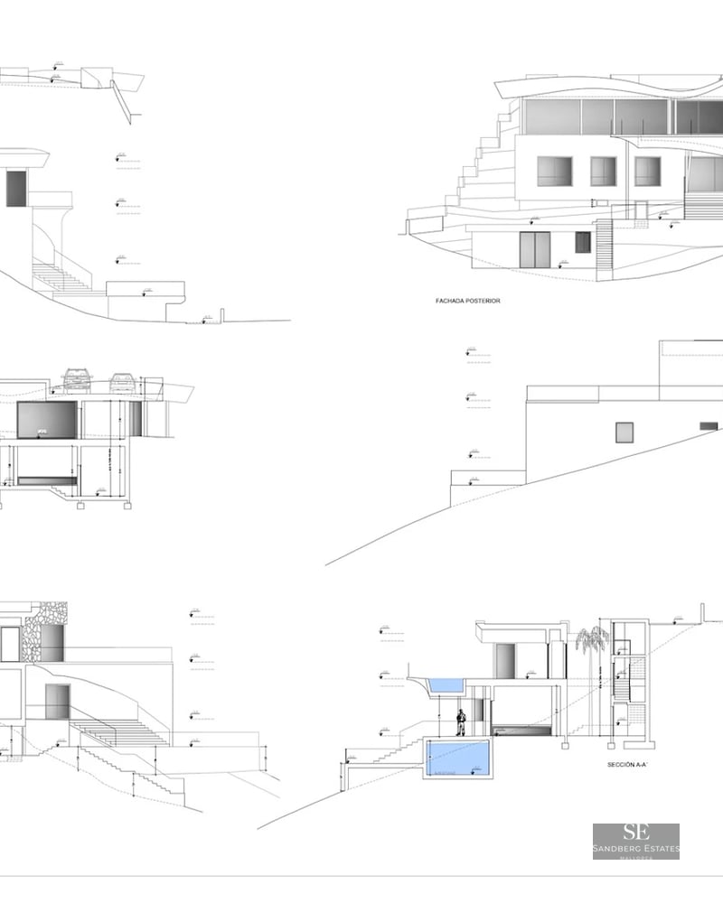 Spacious living room with expansive windows, fireplace, and pool view. Modern design, natural light, and high-quality finishes.