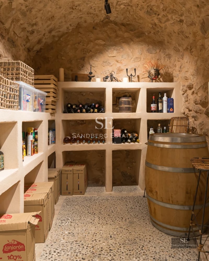 Pool view of modern villa. Minimalist architecture, infinity pool, spacious terraces. Contemporary design and lush garden.