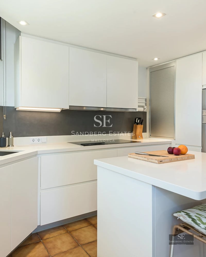 Modern penthouse with sea view. Spacious terrace, infinity pool, stylish furniture and contemporary design.