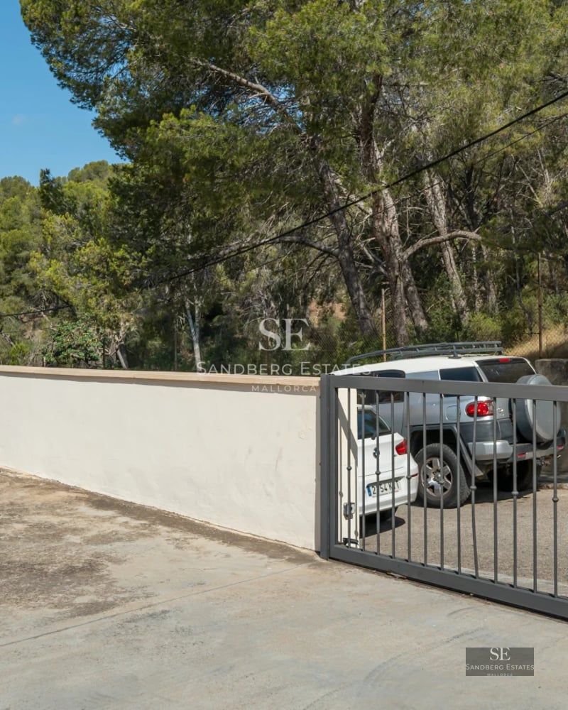 Modern facade with reflecting pool. Minimalist architecture, large windows, lush vegetation, and natural light.