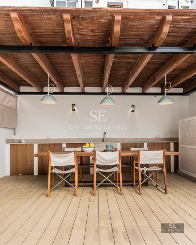 Exterior view of a modern villa with a pool. Minimalist architecture, large windows and lush landscaping.
