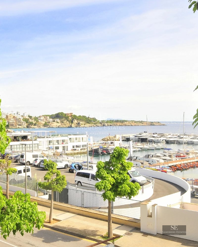 Spacious terrace with infinity pool, sea views and modern furniture. Minimalist and elegant design. Lush vegetation.