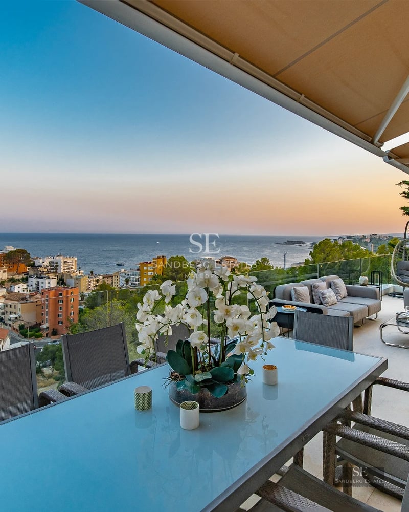 Exterior view of a modern villa with an infinity pool and lush garden. Minimalist architecture, luxurious finishes.