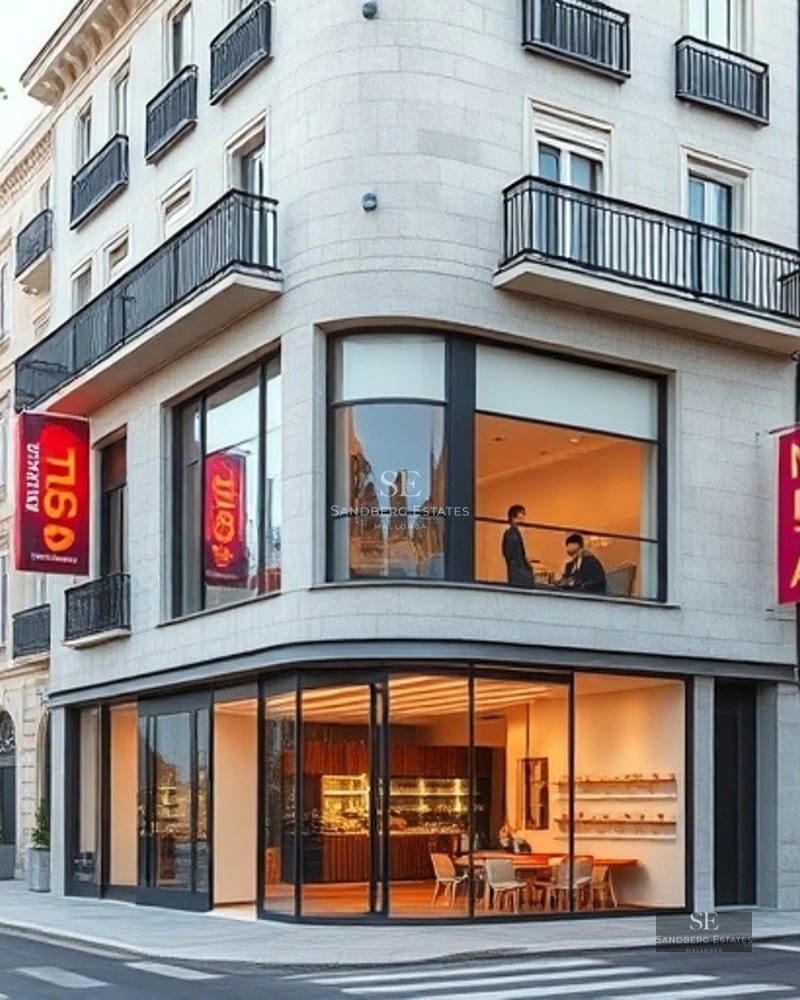 Spacious living room featuring a fireplace, abundant natural light, and designer furniture. Large windows overlook the garden. Elegance and comfort.