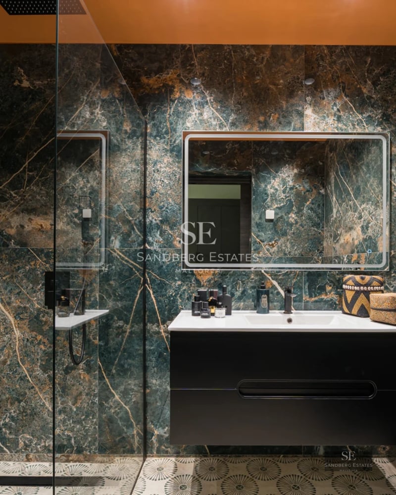 Exterior view of a luxurious modern house with a pool. Minimalist architecture, large windows, and lush garden.