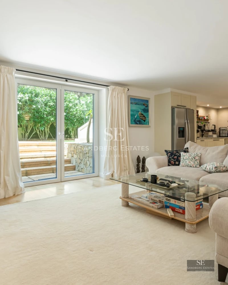 View of private pool with loungers & umbrellas. Modern design with high-quality finishes. Perfect for relaxing and entertaining.