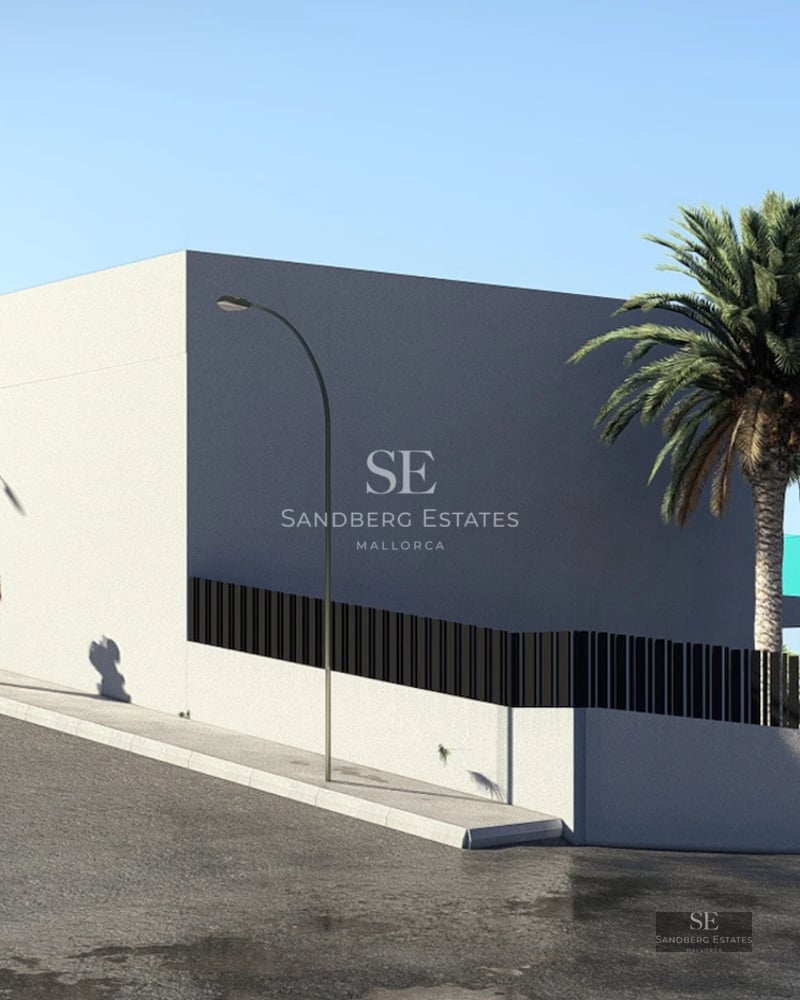 Pool view with loungers and umbrellas. Modern facade, manicured garden. Ideal for relaxation. Luxury property.