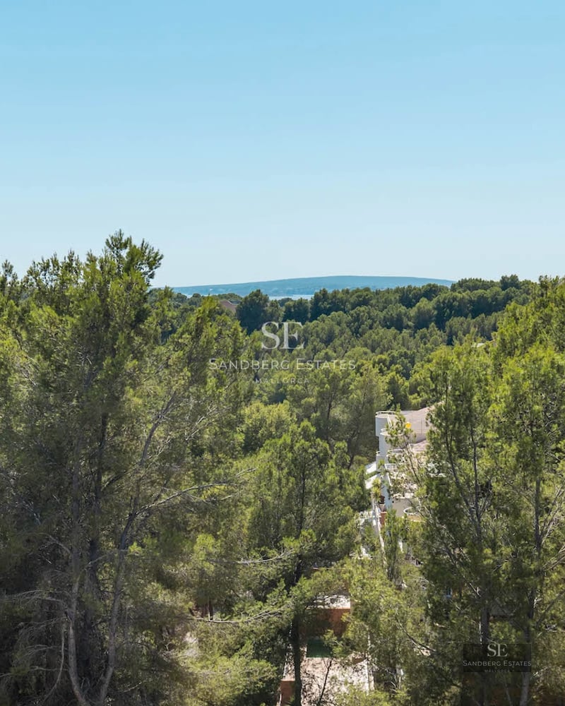 Spacious, bright living room with a balcony and panoramic sea views. Modern interior with designer furniture and high-quality finishes.