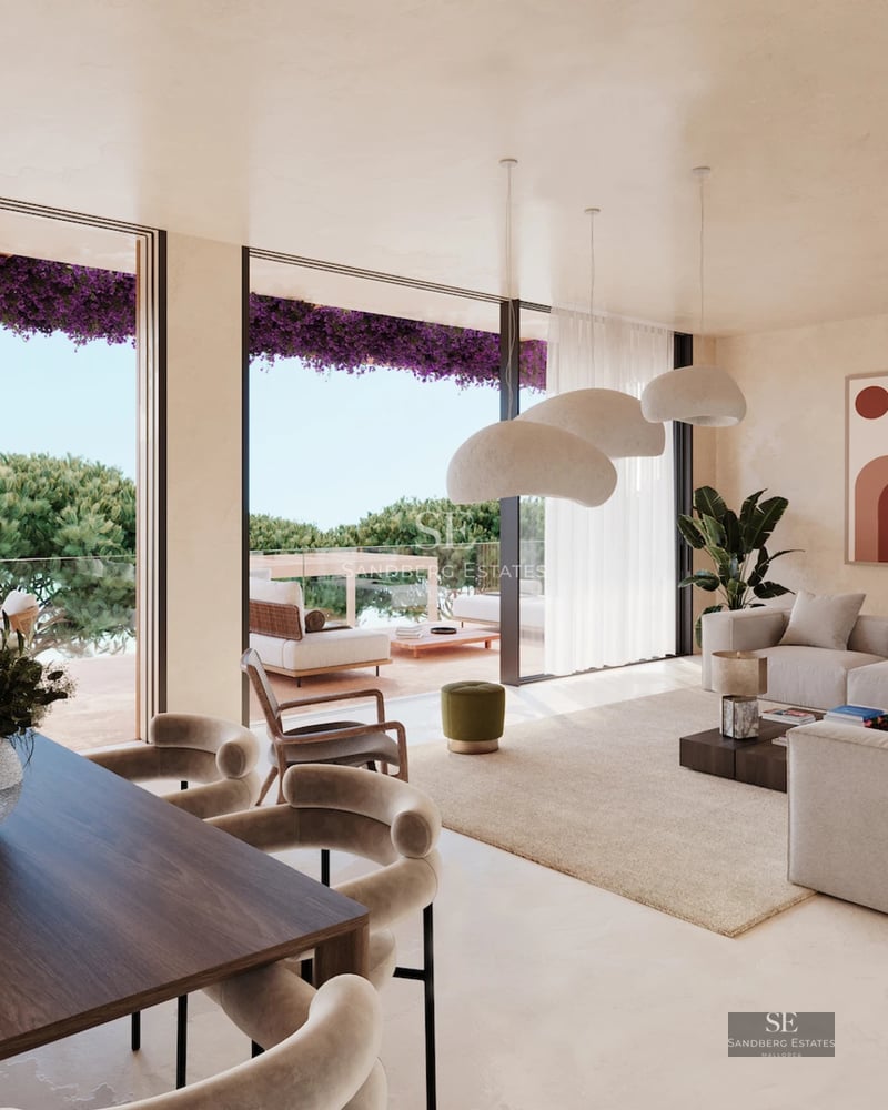 Spacious terrace featuring a pool, lounge chairs, and panoramic views. Modern design, natural lighting, and relaxing atmosphere.