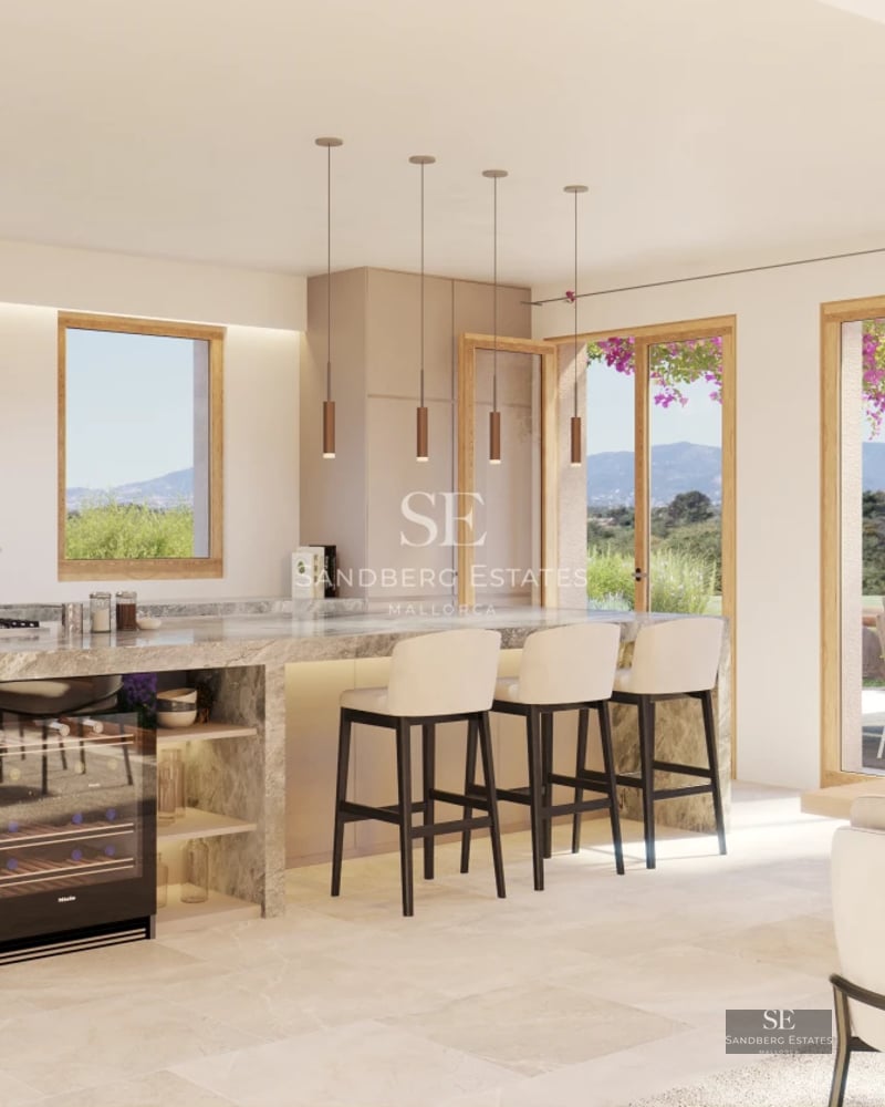 Infinity pool with glass edge, ocean views, sun deck, and modern furniture. Sleek and minimalist design.