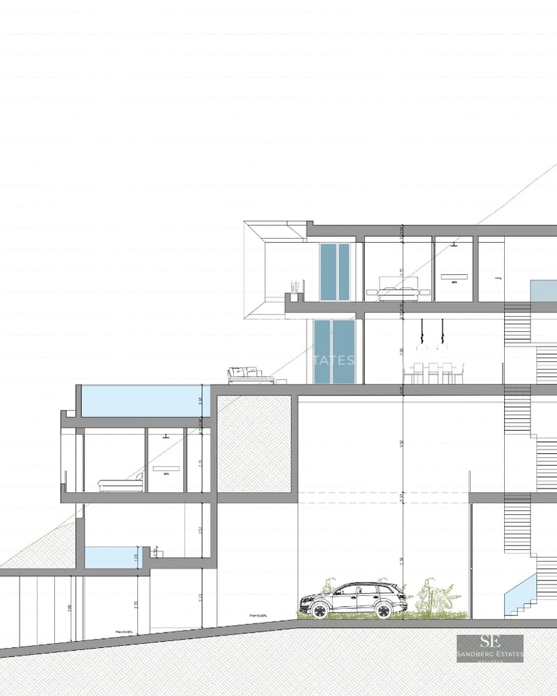 Spacious living room with large windows, beige sofas, glass coffee table, and minimalist decor. Panoramic views.