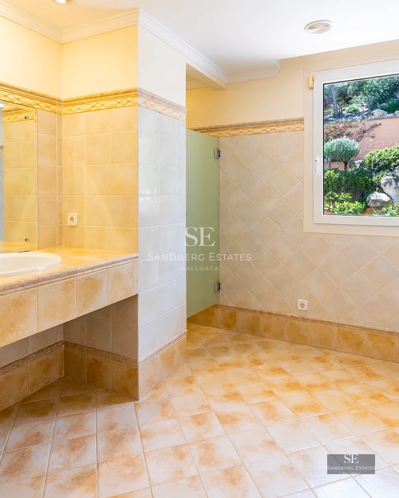 Exterior view of a modern house with an infinity pool, lush garden, and spacious terraces. Contemporary architecture and elegant landscaping.