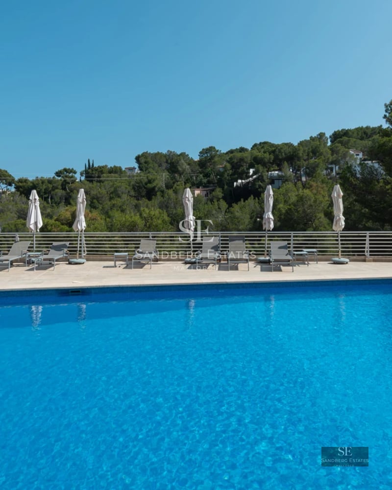 Spacious living room with large windows, light wood flooring and modern furniture. Panoramic ocean views from the terrace.