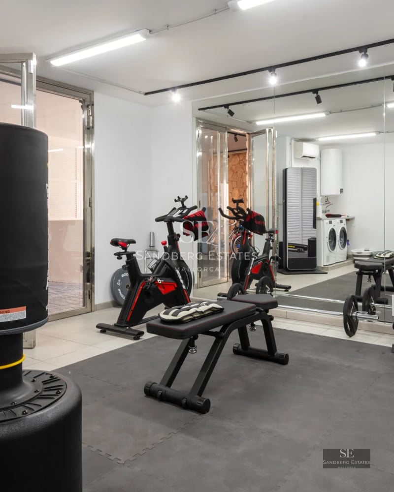 View of modern infinity pool, surrounded by garden and terrace. Minimalist architecture with large windows.