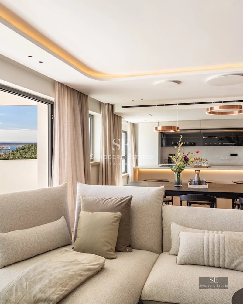 View of a modern villa with a pool. Minimalist architecture, large windows, turquoise pool, and lush vegetation. Elegant design.