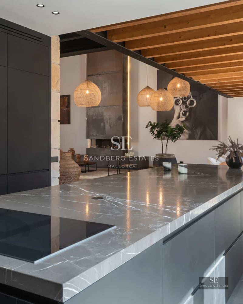 Exterior view of a modern villa with pool and garden. Clean architecture, large windows and manicured landscaping.