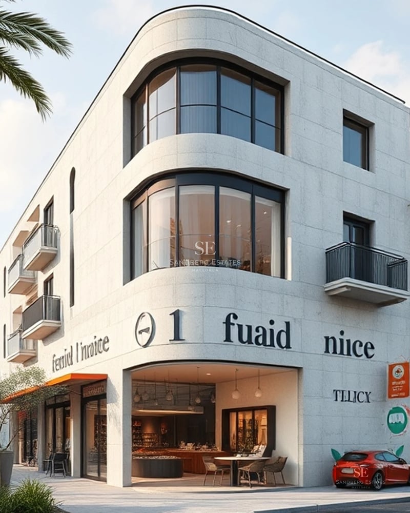 Spacious living room with large windows, sea views, light wood floors, and modern furniture in neutral tones.