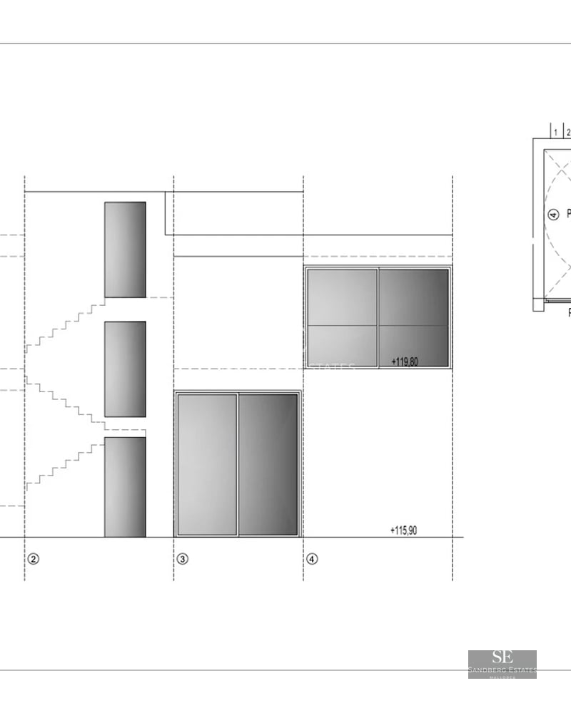 View of a modern villa featuring an infinity pool, spacious terrace, and minimalist design. White facade, large windows, and lush vegetation.