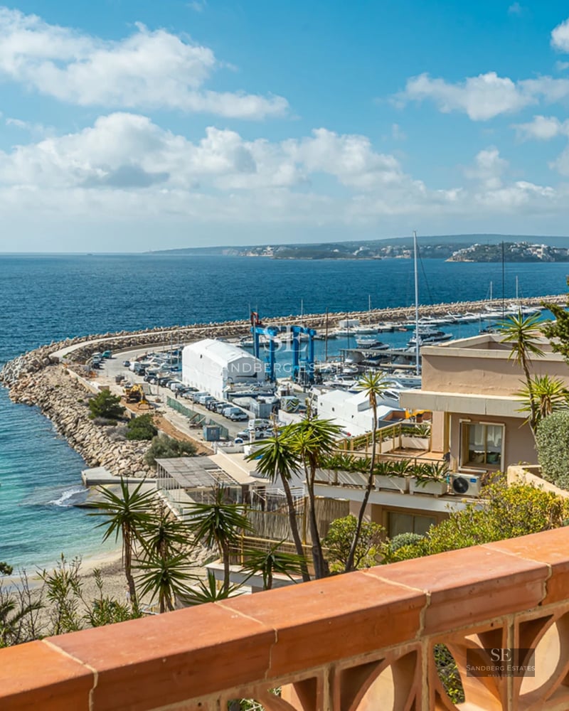 Exterior view of a modern villa with reflecting pool, lounge chairs, and lush garden. Minimalist and elegant architecture.