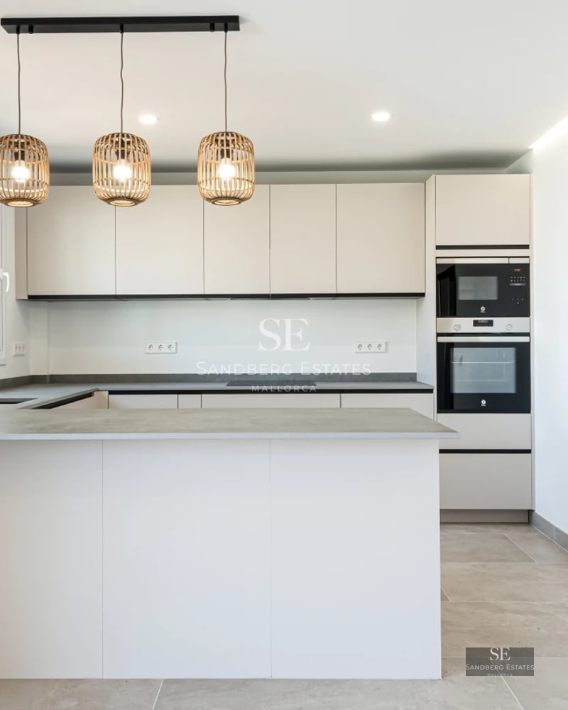 Exterior view of modern villa featuring a swimming pool, large windows, lush garden, and minimalist architecture. Natural lighting.