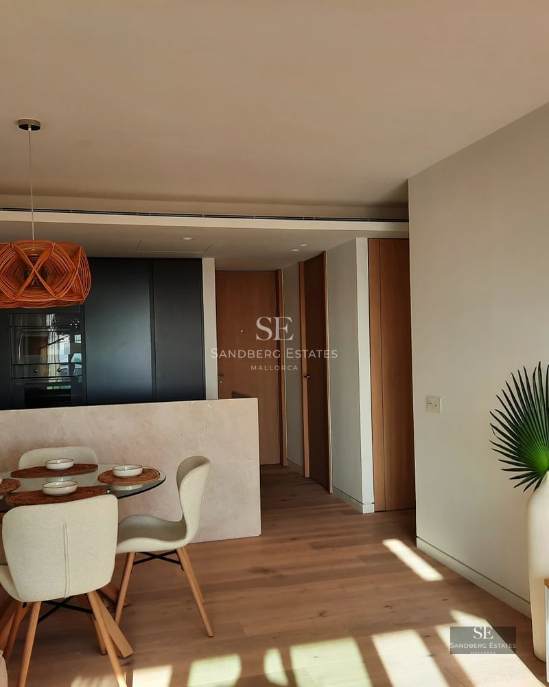 Infinity pool view with built-in jacuzzi. Modern design, clean and minimalist lines. Green lawn, blue sky. Luxurious architecture.