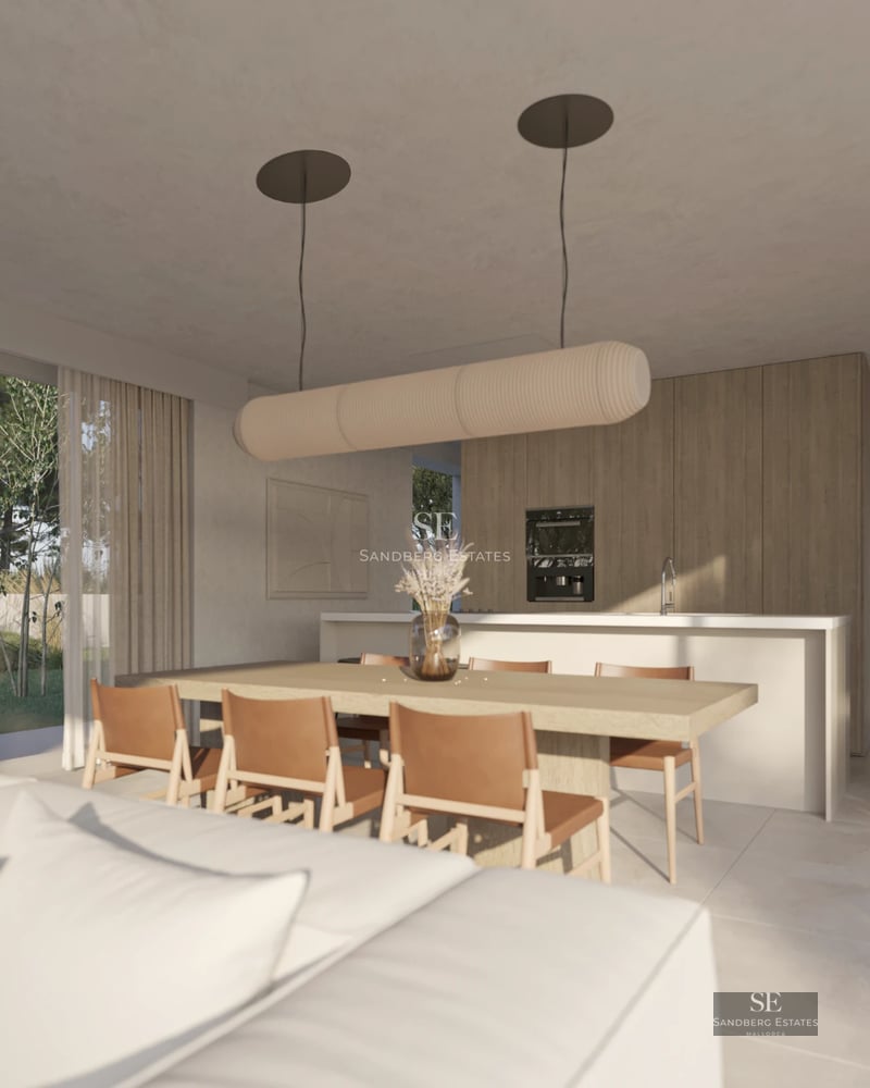 Exterior view of a modern villa with infinity pool, landscaped garden, and contemporary architectural design.