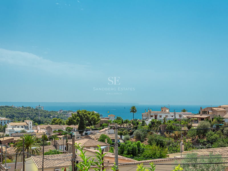 Exterior of modern villa with reflective pool, expansive terraces, and lush greenery. Minimalist architectural design.