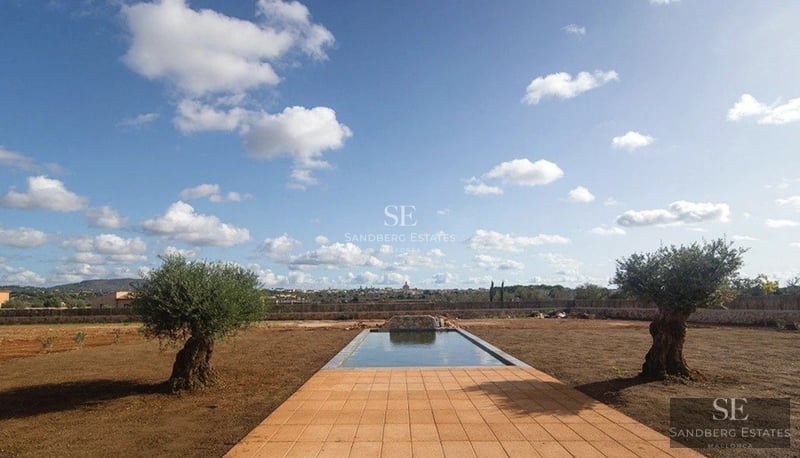 Expansive terrace featuring an infinity pool, sun loungers, ocean views, and modern architecture with large windows.