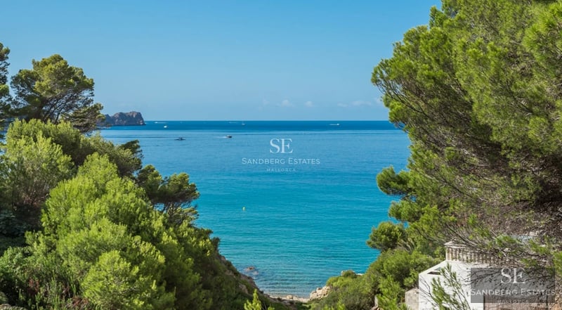 Exterior of modern villa with pool. Large glass windows, minimalist design and lush garden. Avant-garde architecture.