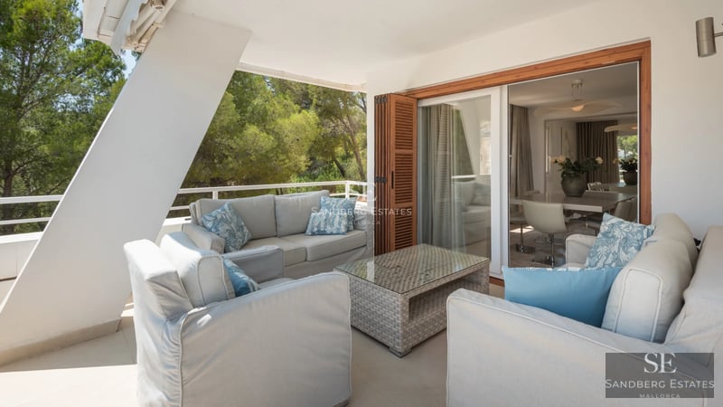Aerial view of modern home with infinity pool, lush garden, and minimalist architecture. Elegant and sophisticated design.