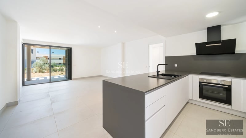 Exterior view of a modern villa with reflecting pool and lush garden. Minimalist architecture, avant-garde design.