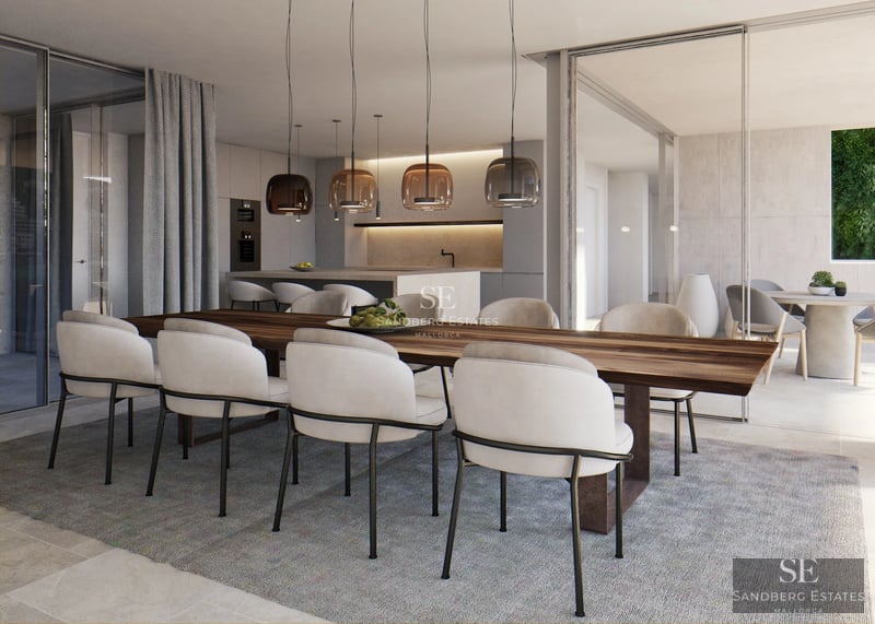 Spacious terrace with infinity pool and panoramic views. Modern and elegant design with high-quality materials.