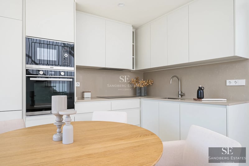 Aerial view of a modern villa with a pool, lush garden, and minimalist architecture. Contemporary design with large windows.