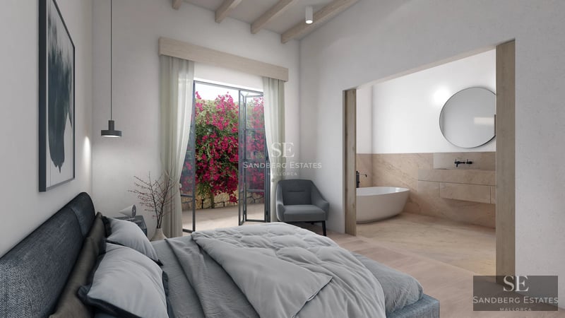 Exterior view of a modern villa featuring a swimming pool, lush garden, and spacious terraces. Minimalist architectural design with clean lines.