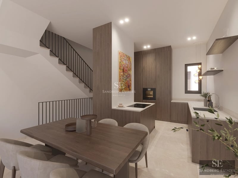 Spacious, bright living room with large windows overlooking the sea. Modern interior design with designer furniture and neutral color palette.