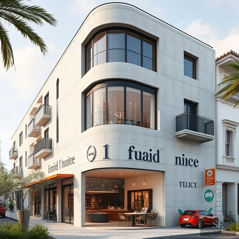 Amplio salón con grandes ventanales, vistas al mar, suelos de madera clara y mobiliario moderno en tonos neutros.