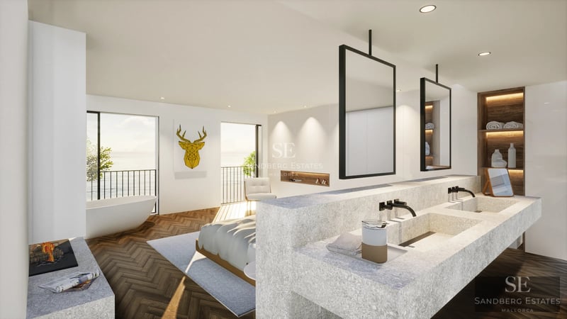 Minimalist exterior with infinity pool. Clean lines, large windows. Ideal for luxury living. Architectural and landscape details.