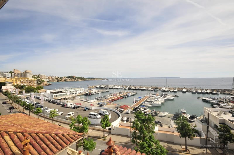 Spacious living room with floor-to-ceiling windows, panoramic views, modern furniture, natural light, and direct terrace access.