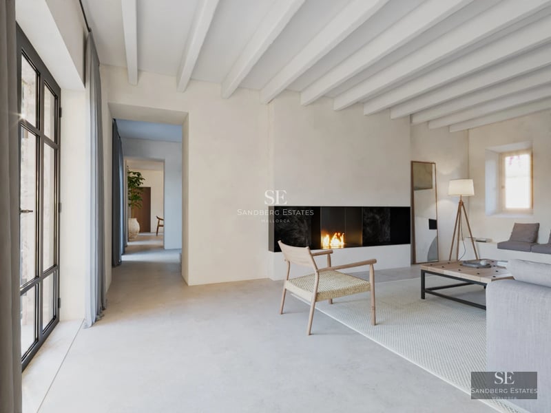 Spacious balcony with sea view, modern furniture, glass railing and light tile flooring. Bright and elegant outdoor space.