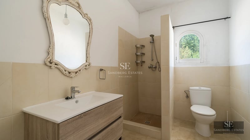 Panoramic view of modern villa with infinity pool, surrounded by greenery. Minimalist architecture with large glass windows and spacious terrace.