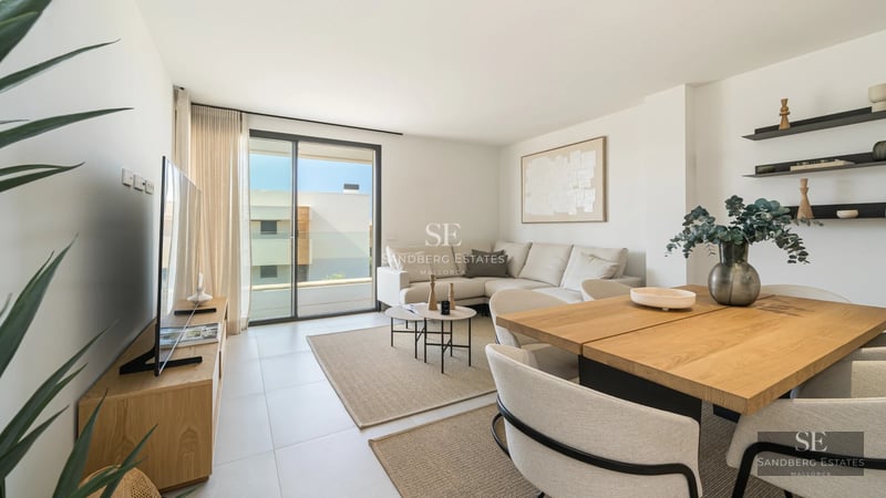 Exterior view of a modern villa featuring an infinity pool, manicured garden, and minimalist architecture. Soft lighting and serene atmosphere.