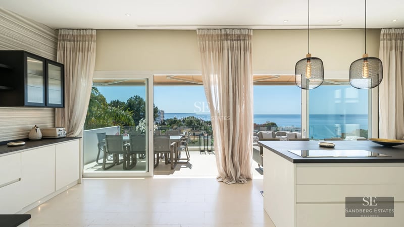 Spacious terrace with infinity pool, panoramic views, and modern furniture. Elegant exterior design with abundant natural light.