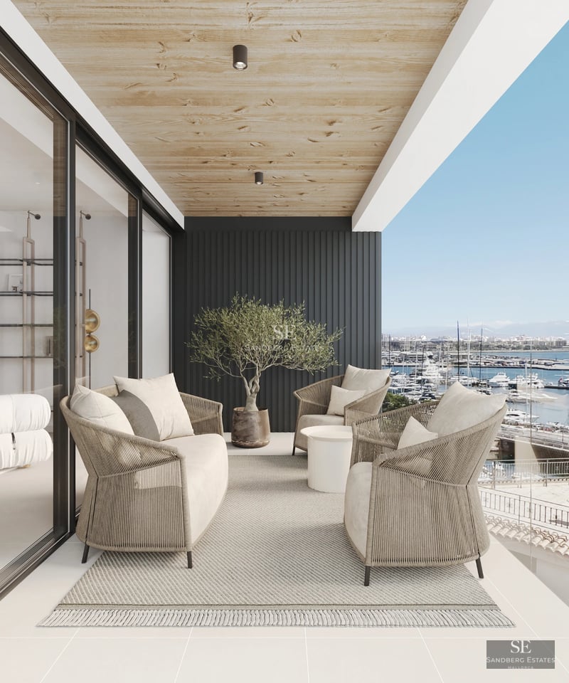 View of a modern villa with pool, surrounded by gardens and expansive terraces. Minimalist architecture, abundant natural lighting.